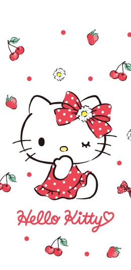 [2436x1125]Hello kitty 动画 樱桃 可爱 苹果手机动漫壁纸图片