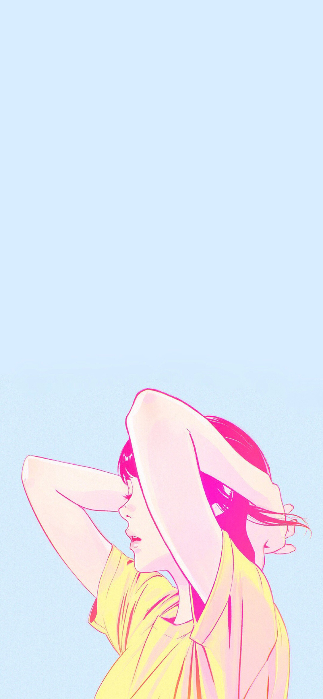 [2436×1125]IIya Kuvshinov 插画作品 女孩 侧身 苹果手机动漫壁纸图片