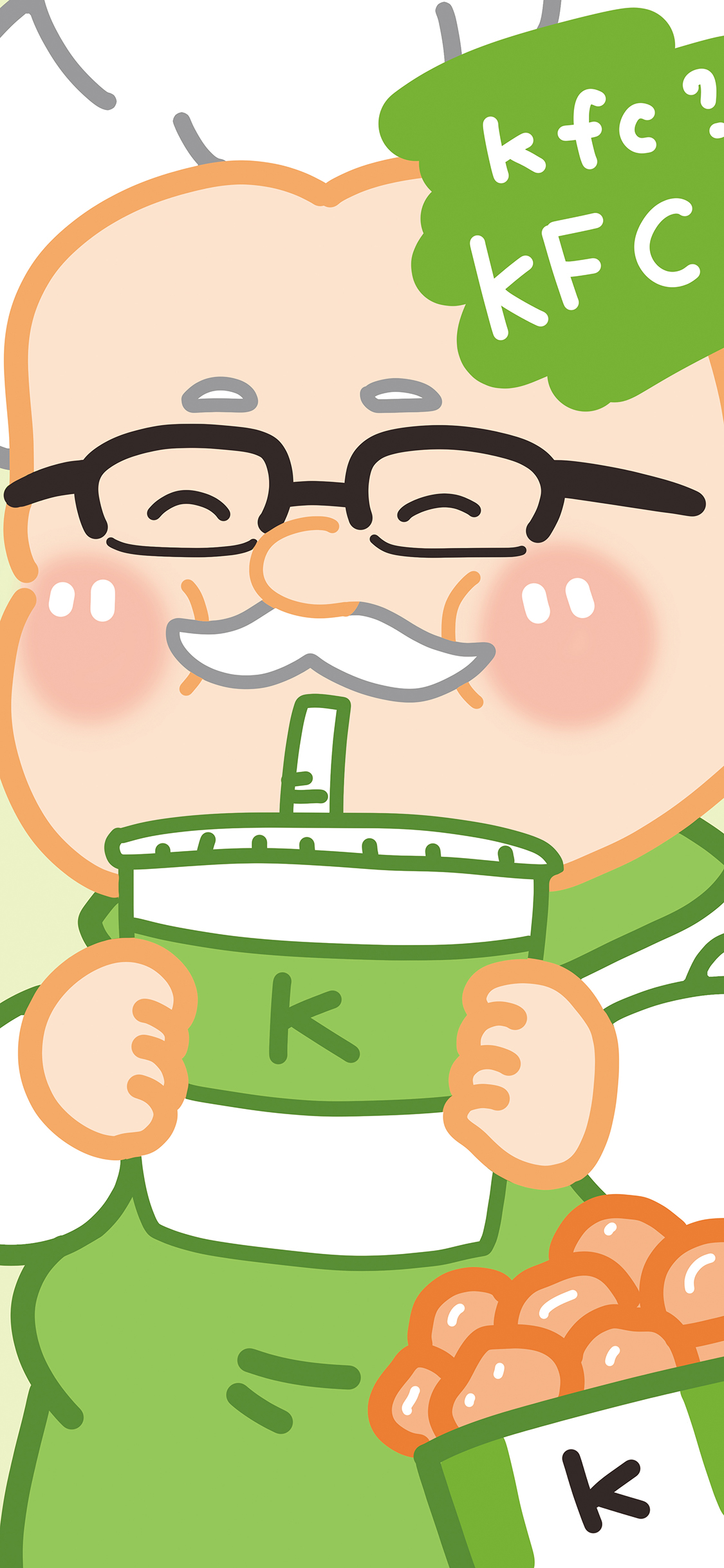 [2436×1125]KFC爷爷 形象 logo 代言人 苹果手机动漫壁纸图片