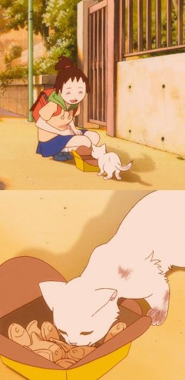 [2436x1125]Kitty插图 女孩 猫咪 日系 苹果手机动漫壁纸图片