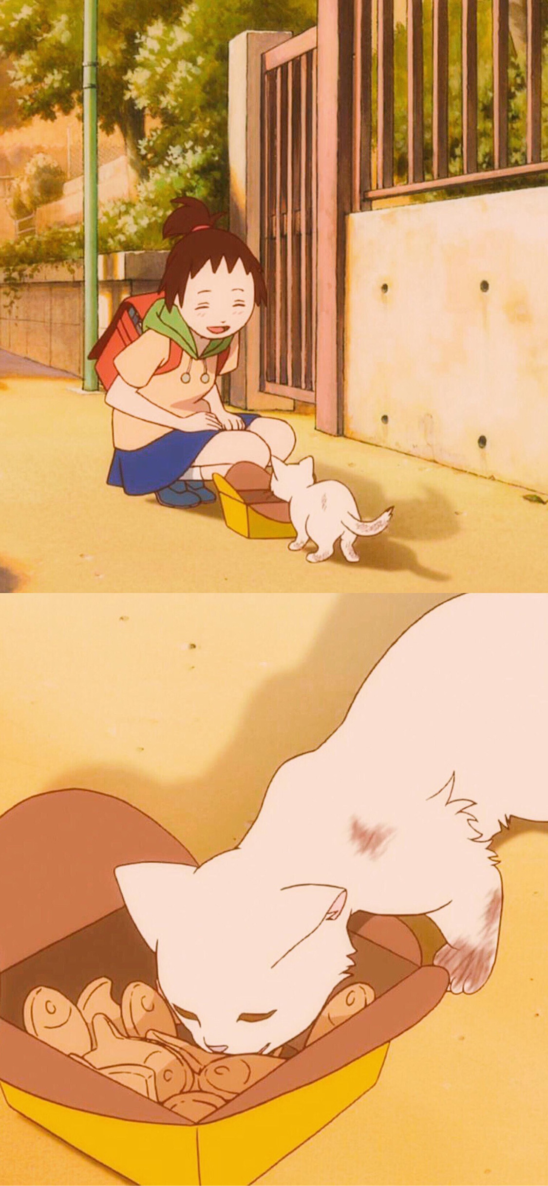 [2436×1125]Kitty插图 女孩 猫咪 日系 苹果手机动漫壁纸图片