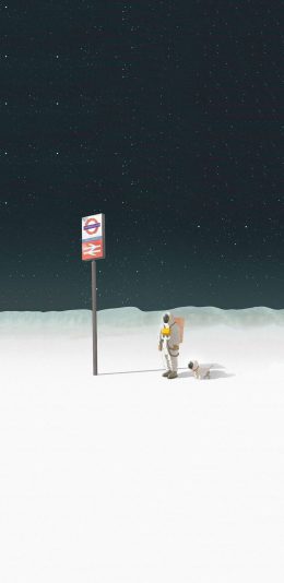 [2436x1125]LOOKANDRAW作品 太空 宇航员 苹果手机动漫壁纸图片