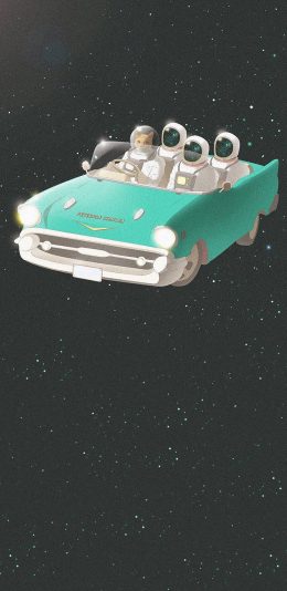 [2436x1125]LOOKANDRAW作品 太空 猫咪 汽车 苹果手机动漫壁纸图片