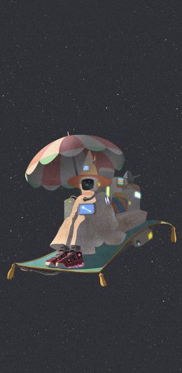 [2436x1125]LOOKANDRAW插图 太空 宇航员 苹果手机动漫壁纸图片