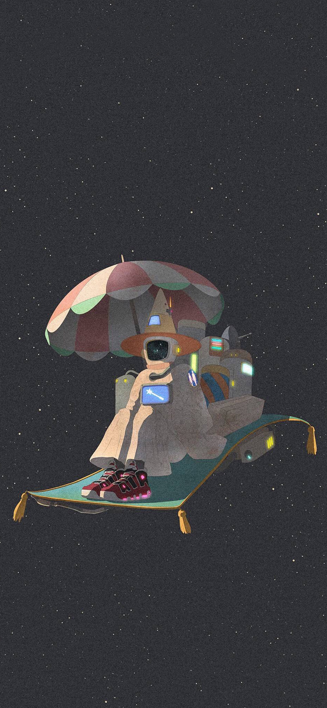 [2436×1125]LOOKANDRAW插图 太空 宇航员 苹果手机动漫壁纸图片