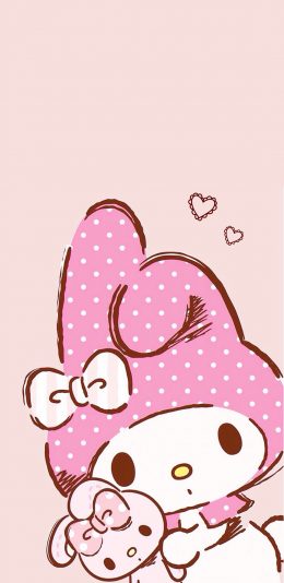 [2436x1125]Melody 美乐蒂 日本动漫 可爱 少女 粉色 爱心 蝴蝶结 兔子 苹果手机动漫壁纸图片