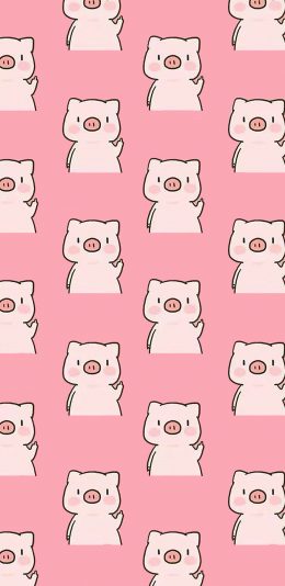 [2436x1125]PP猪 平铺 密集 粉 苹果手机动漫壁纸图片