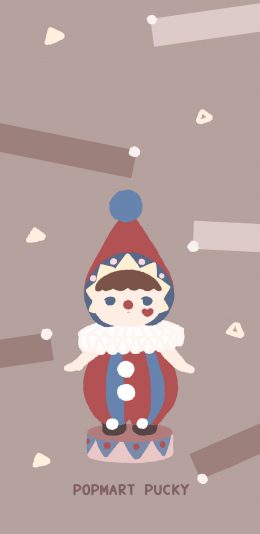 [2436x1125]Pop Mart 系列盲盒 毕奇 马戏团 （取自微博：奶鹿–JUNE） 苹果手机动漫壁纸图片