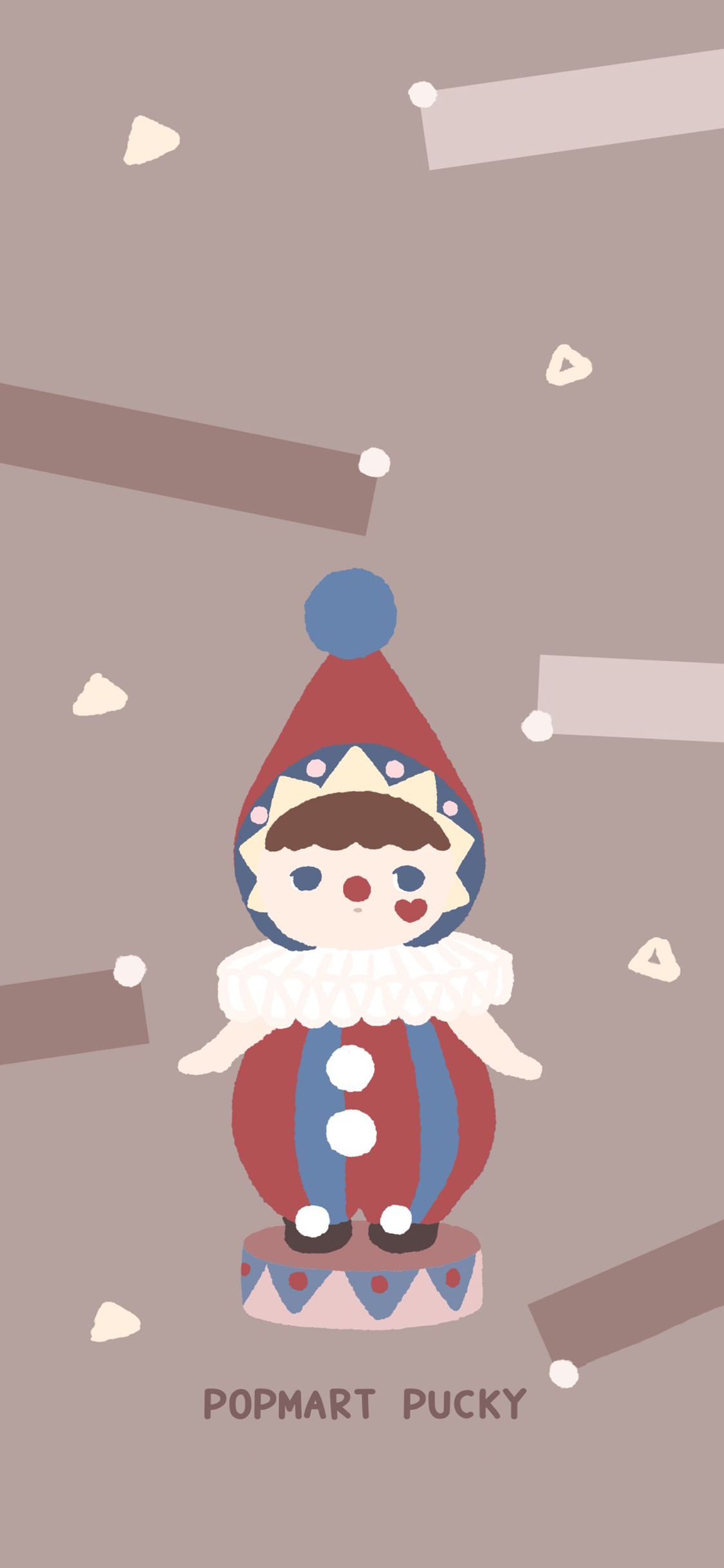 [2436×1125]Pop Mart 系列盲盒 毕奇 马戏团 （取自微博：奶鹿–JUNE） 苹果手机动漫壁纸图片