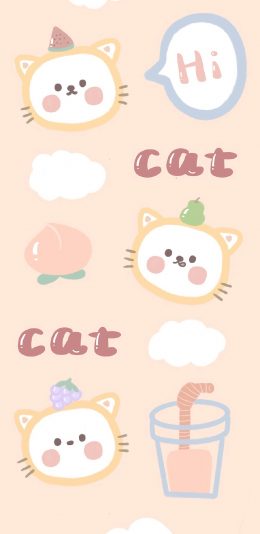 [2436x1125]cat 猫咪 hi 插画 可爱 苹果手机动漫壁纸图片