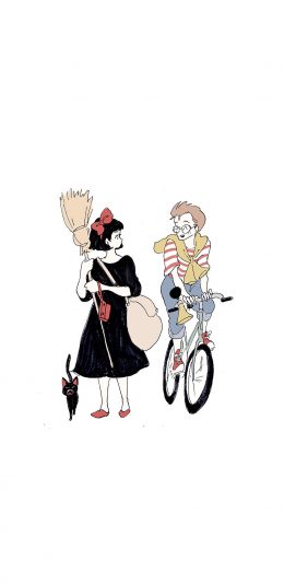 [2436x1125]chaki ​​插画 宫崎骏 少女宅急便 苹果手机动漫壁纸图片