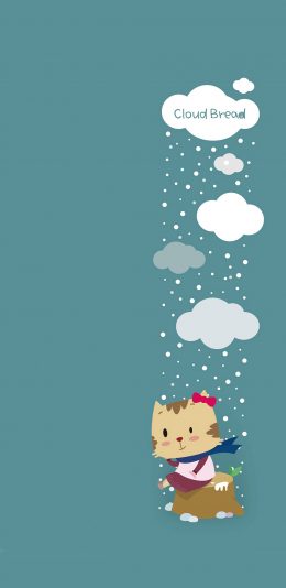 [2436x1125]cloud bread 云彩面包 动漫 云朵 猫咪 创意 苹果手机动漫壁纸图片