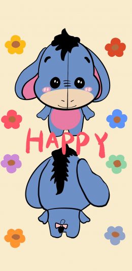 [2436x1125]eeyore 屹耳 毛驴 小熊维尼 happy 苹果手机动漫壁纸图片