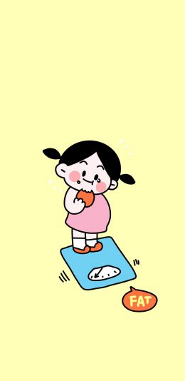 [2436x1125]fat 称重 女孩 可爱 苹果手机动漫壁纸图片