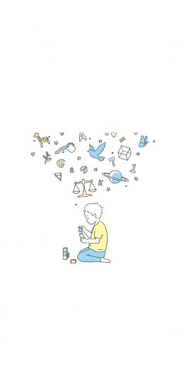 [2436x1125]hacne插图 童趣 天马行空 积木 苹果手机动漫壁纸图片