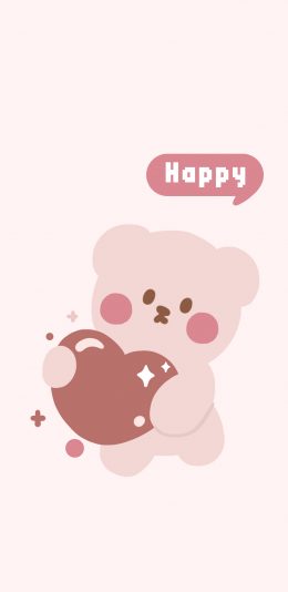 [2436x1125]happy 可爱 爱心 小熊 苹果手机动漫壁纸图片