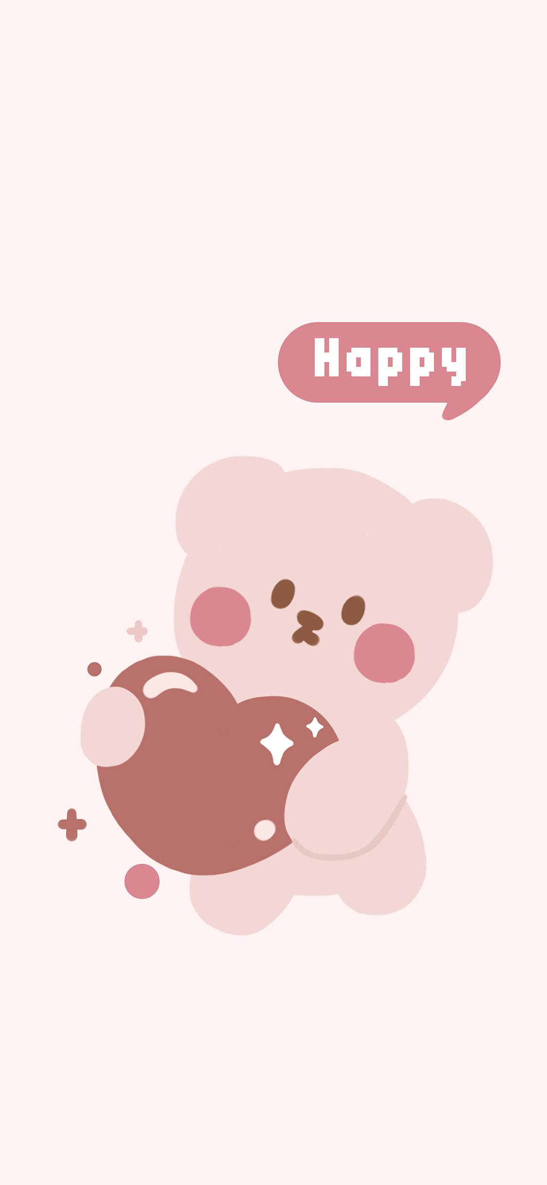 [2436×1125]happy 可爱 爱心 小熊 苹果手机动漫壁纸图片
