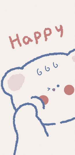 [2436x1125]happy 熊 可爱 卡通 苹果手机动漫壁纸图片