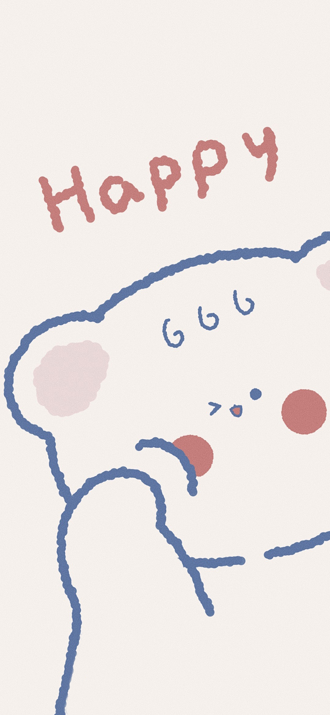 [2436×1125]happy 熊 可爱 卡通 苹果手机动漫壁纸图片