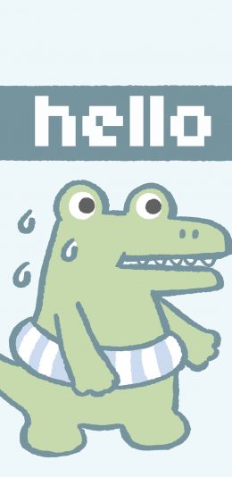 [2436x1125]hello 小鳄鱼 冒汗 苹果手机动漫壁纸图片