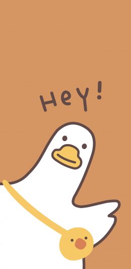 [2436x1125]hey 鸭子 招手 嗨 可爱 苹果手机动漫壁纸图片