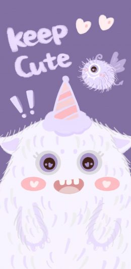 [2436x1125]keep cute 小怪兽 可爱 苹果手机动漫壁纸图片