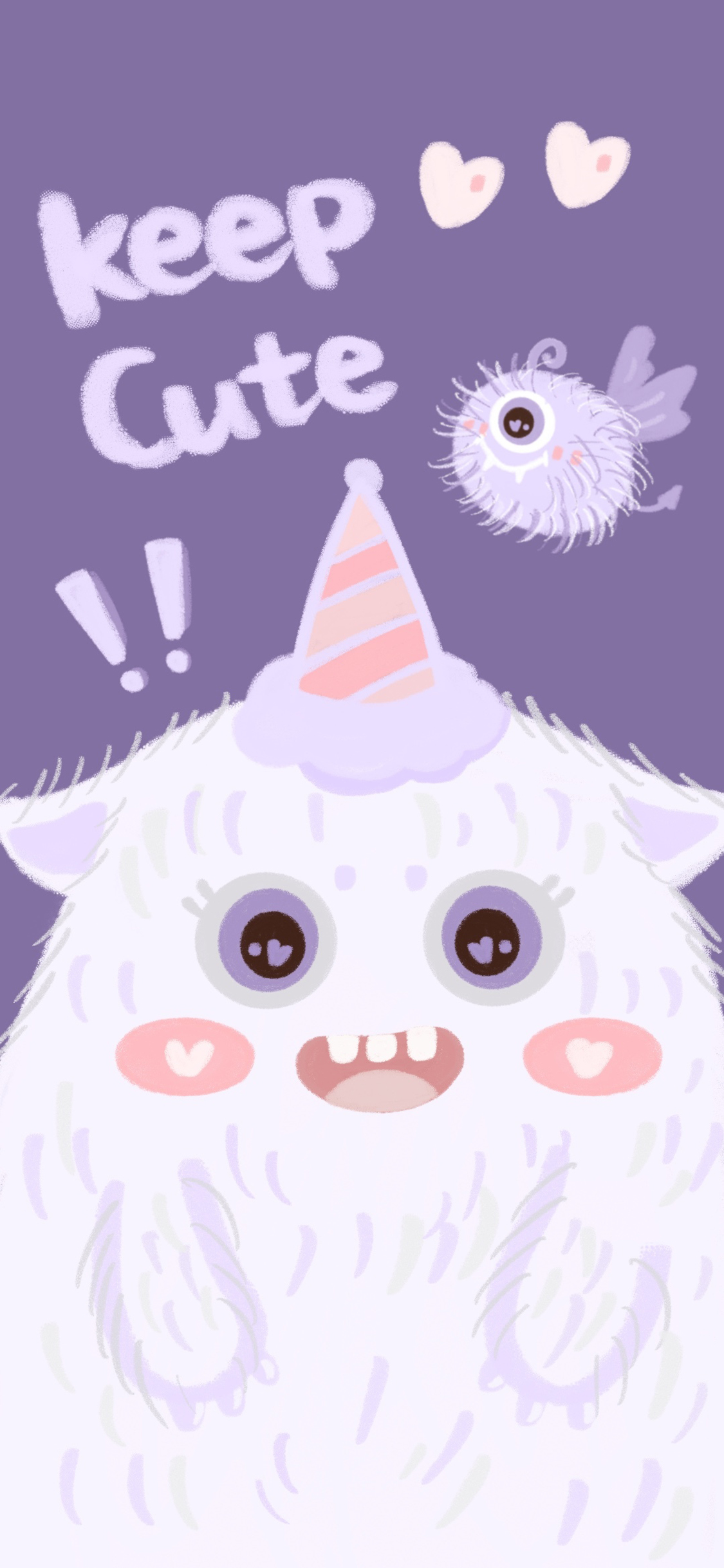 [2436×1125]keep cute 小怪兽 可爱 苹果手机动漫壁纸图片