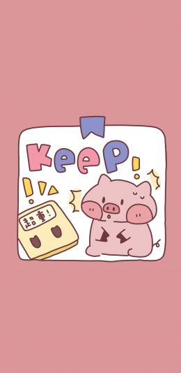 [2436x1125]keep 超重 猪 粉色 体重 称 苹果手机动漫壁纸图片