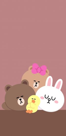 [2436x1125]line friends 动画 布朗熊 可妮兔 萨莉鸡 可爱 苹果手机动漫壁纸图片