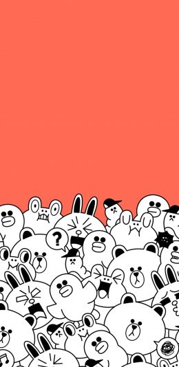 [2436x1125]line friends 卡通 布朗熊 可妮兔 萨莉鸡 卡通 苹果手机动漫壁纸图片