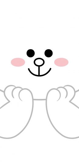 [2436x1125]line friends 可妮兔 卡通 可爱 白色 托脸 苹果手机动漫壁纸图片