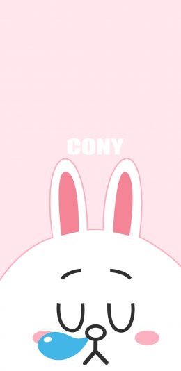 [2436x1125]line friends 可妮兔 卡通 可爱 粉色 瞌睡 苹果手机动漫壁纸图片