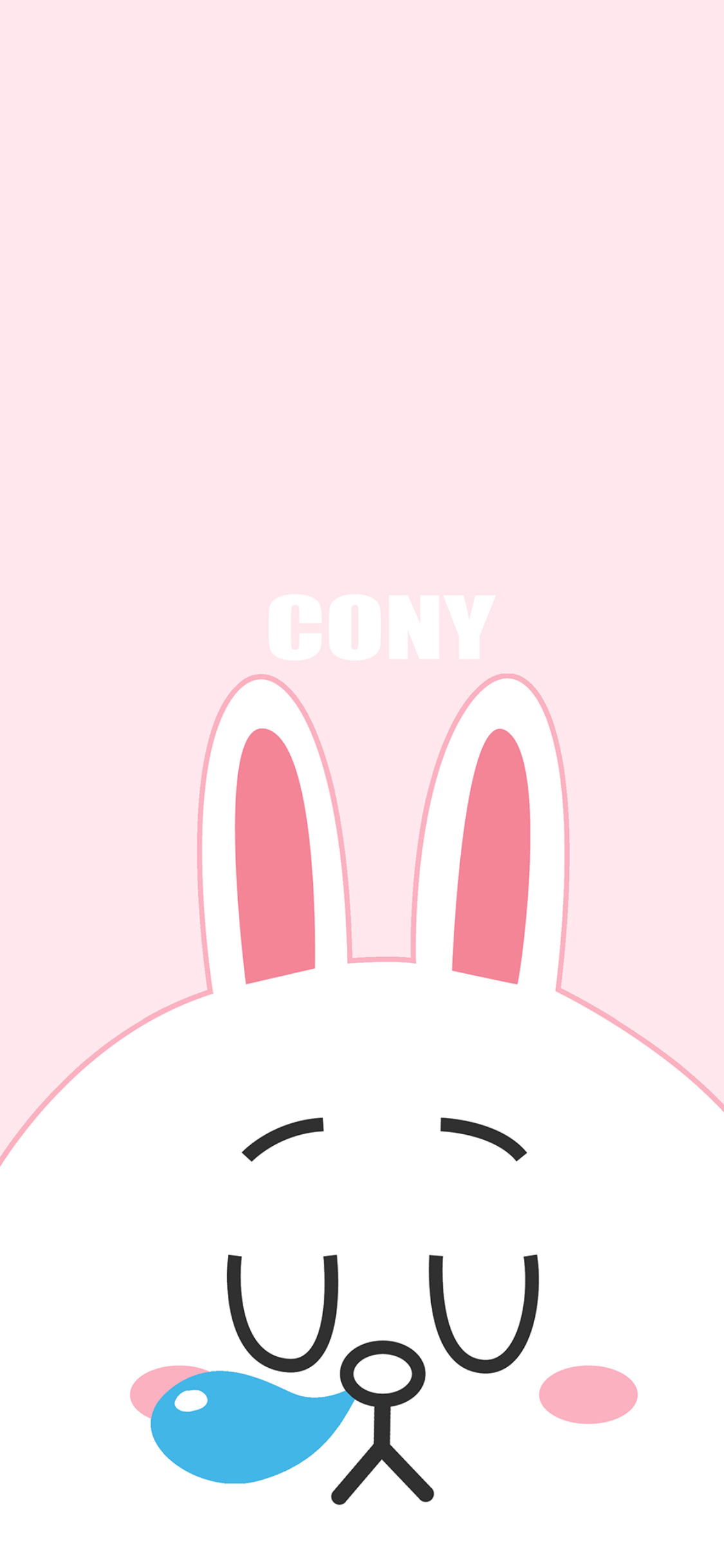 [2436×1125]line friends 可妮兔 卡通 可爱 粉色 瞌睡 苹果手机动漫壁纸图片