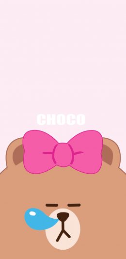 [2436x1125]line friends 布朗熊 卡通 可爱 粉色 瞌睡 苹果手机动漫壁纸图片