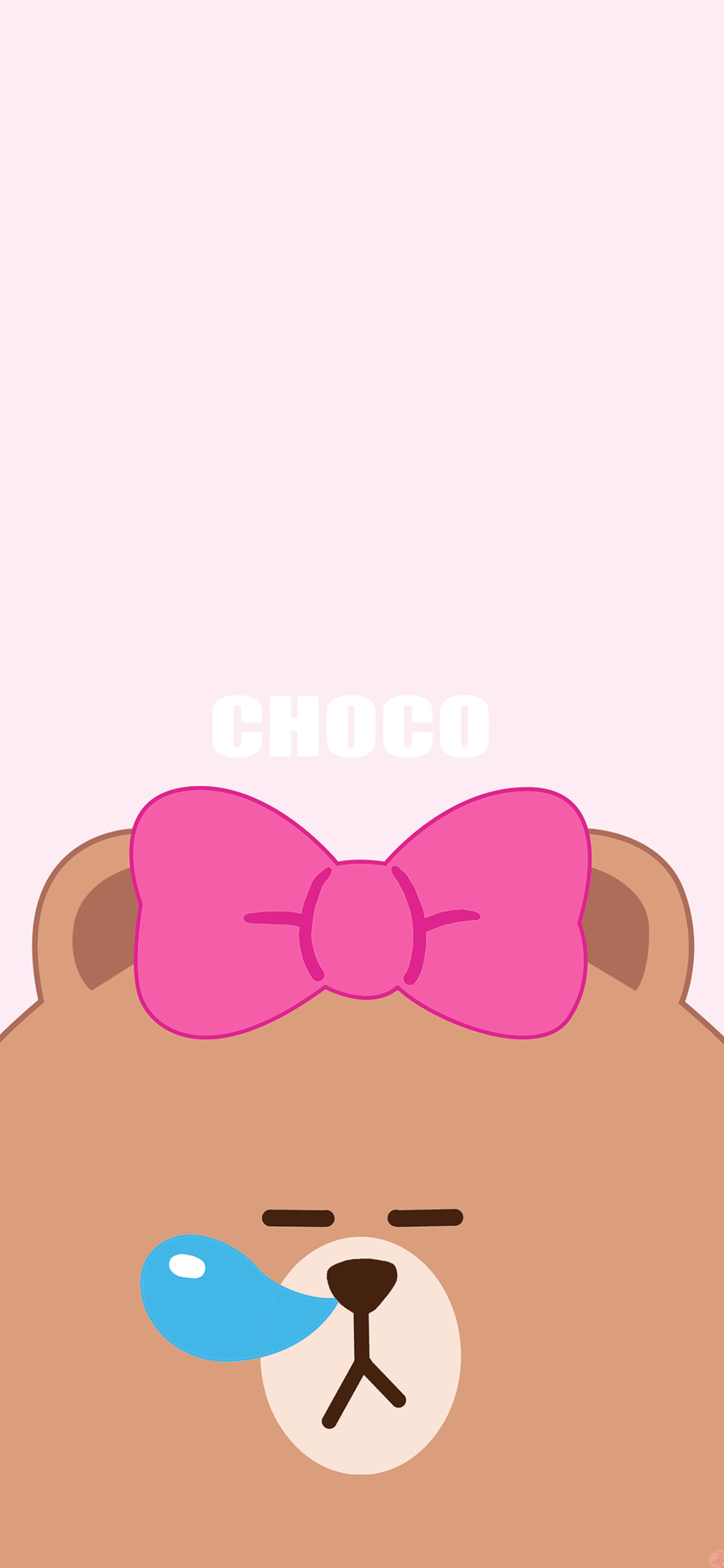 [2436×1125]line friends 布朗熊 卡通 可爱 粉色 瞌睡 苹果手机动漫壁纸图片