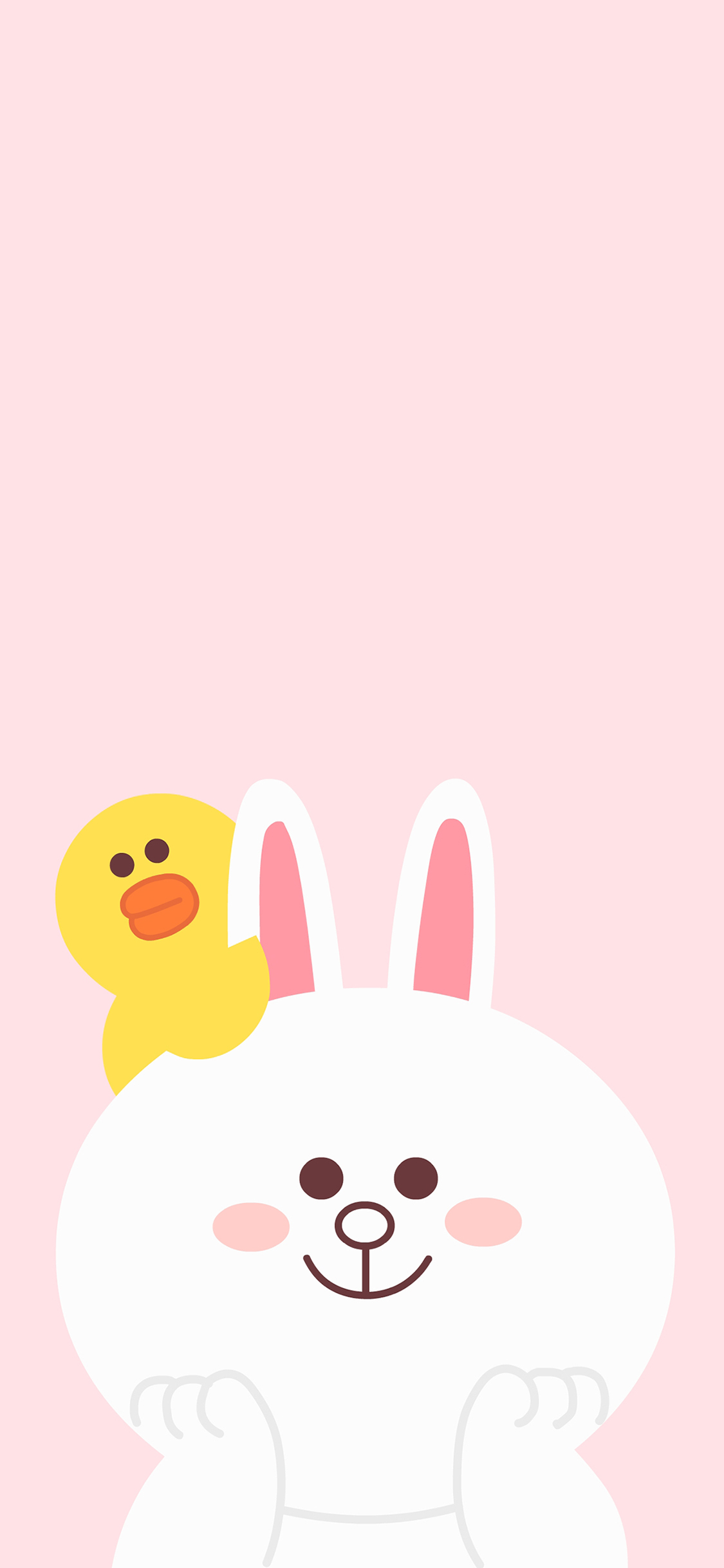 [2436×1125]line 卡通 可妮兔 萨莉鸡 可爱 粉色 苹果手机动漫壁纸图片