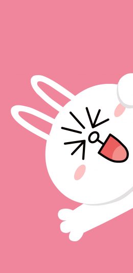 [2436x1125]line 可妮兔 粉色 卡通 可爱 苹果手机动漫壁纸图片