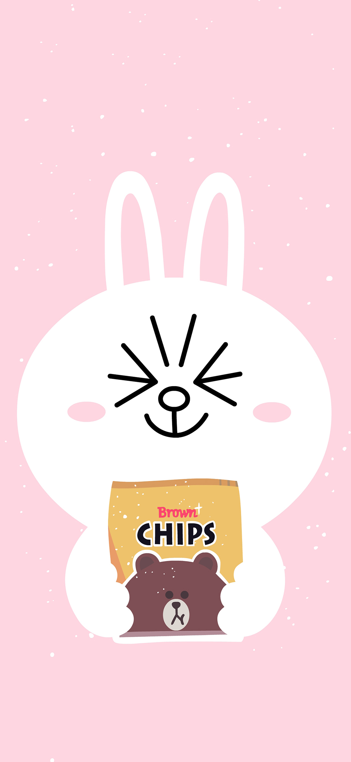 [2436×1125]line 可妮兔 薯片 布朗熊 粉色 苹果手机动漫壁纸图片