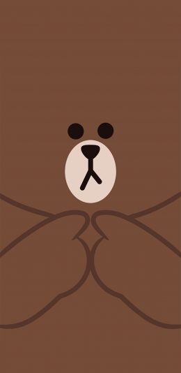 [2436x1125]line 布朗熊 情侣壁纸 咖啡色 苹果手机动漫壁纸图片