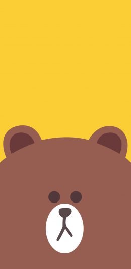 [2436x1125]line 布朗熊 棕色 卡通 动漫 苹果手机动漫壁纸图片