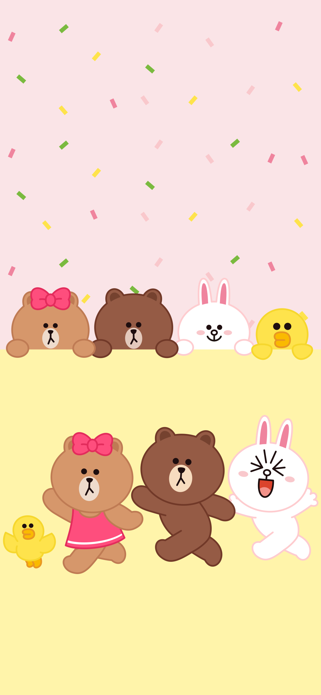 [2436×1125]linefriends 布朗熊 可妮兔 萨莉鸡 动画 苹果手机动漫壁纸图片
