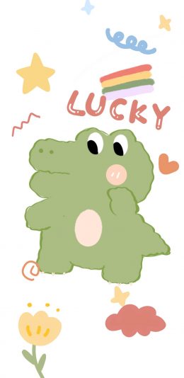 [2436x1125]lucky 小鳄鱼 色彩 苹果手机动漫壁纸图片