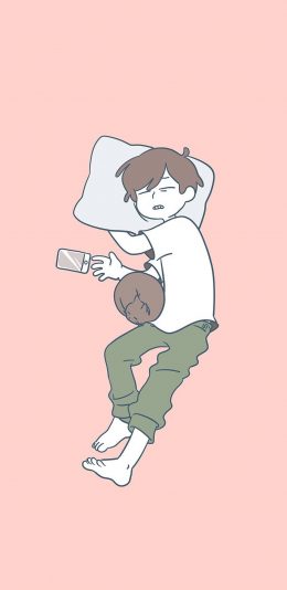 [2436x1125]mogiroba插图 男孩 睡觉 苹果手机动漫壁纸图片