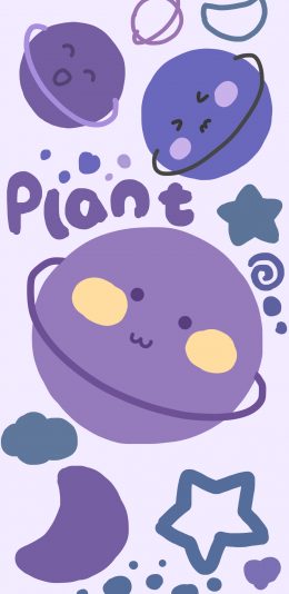 [2436x1125]plant 星球 卡通 紫 苹果手机动漫壁纸图片