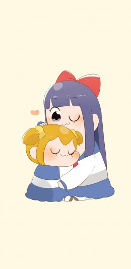 [2436x1125]pop子和pipi美的日常 日本 动画 漫画 拥抱 苹果手机动漫壁纸图片