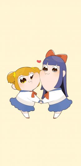 [2436x1125]pop子和pipi美的日常 日本 动画 漫画 牵手 苹果手机动漫壁纸图片