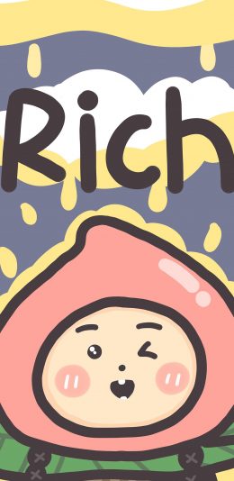 [2436x1125]rich 有钱 桃子 漫画 苹果手机动漫壁纸图片