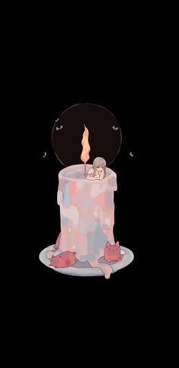 [2436x1125]risorins作品 卡通 蜡烛 女孩 苹果手机动漫壁纸图片