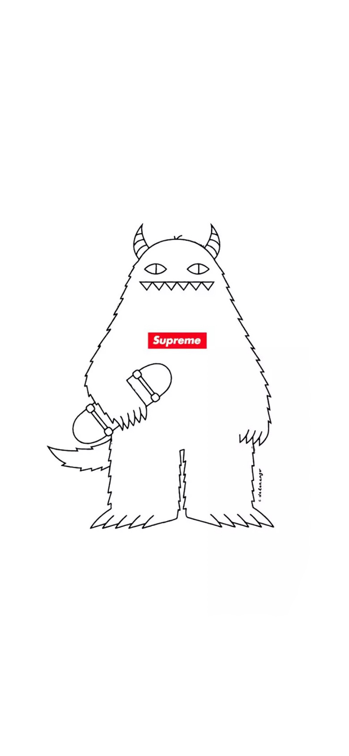 [2436×1125]supreme 品牌 怪兽 苹果手机动漫壁纸图片