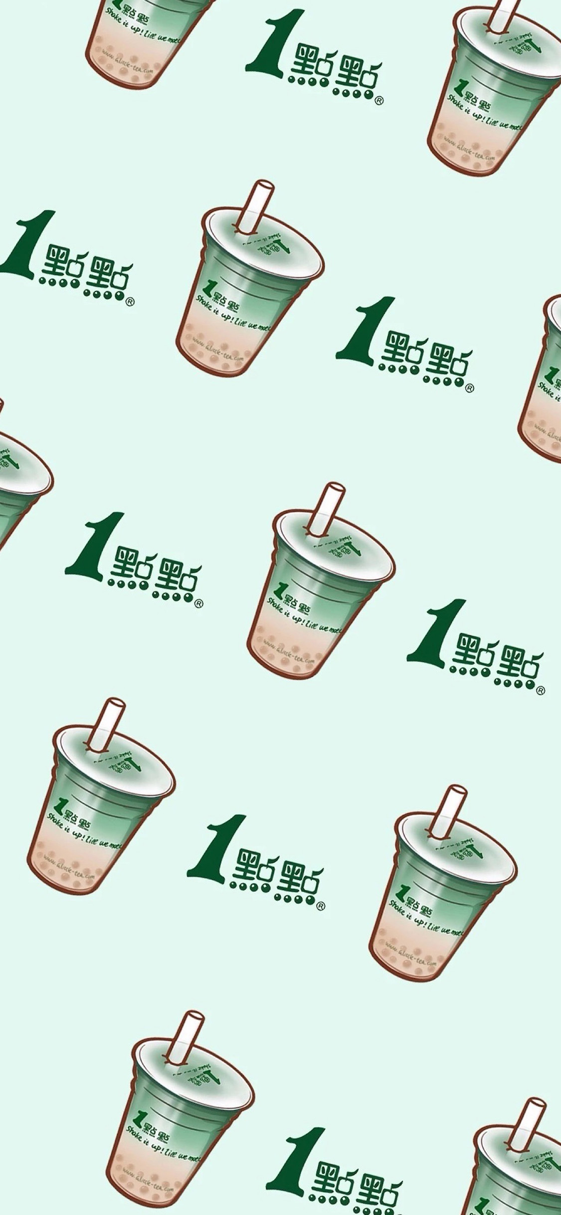 [2436×1125]一点点 奶茶 平铺 卡通 苹果手机动漫壁纸图片